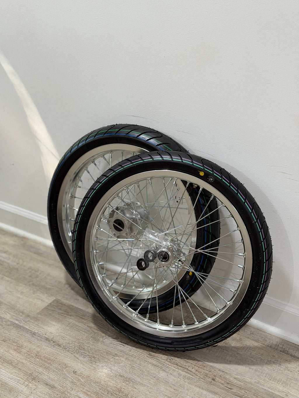 Chrome Light Bee/Eride Supermoto Wheel Set